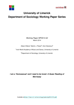 University of Limerick Department of Sociology Working Paper Series sociology Working Paper WP2014-02