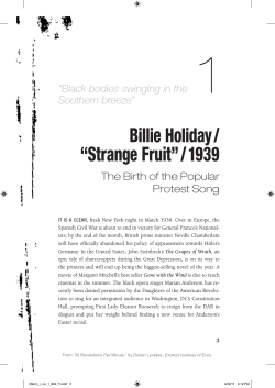 1 Billie Holiday / “Strange Fruit” / 1939 “Black bodies swinging in the