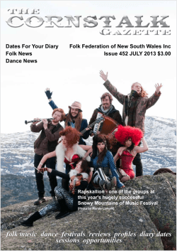 Folk Federation of New South Wales Inc Dates For Your Diary