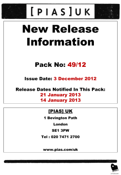 New Release Information Pack No: 49/12