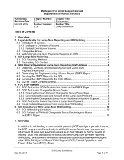 Michigan IV-D Child Support Manual Department of Human Services Table of Contents
