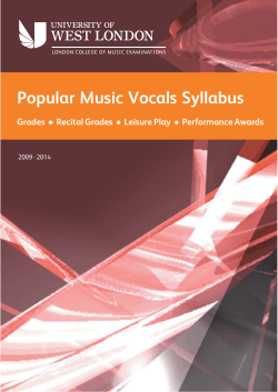 Popular Music Vocals Syllabus Grades Recital Grades Leisure Play