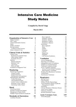 Intensive Care Medicine Study Notes Compiled by David Tripp