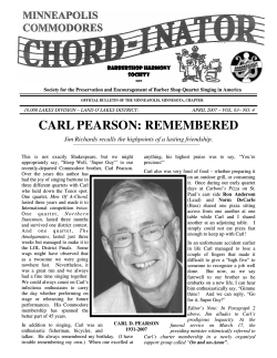 CARL PEARSON: REMEMBERED  Barbershop Harmony Society