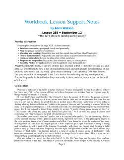 Workbook Lesson Support Notes by Allen Watson Lesson 255 • September 12