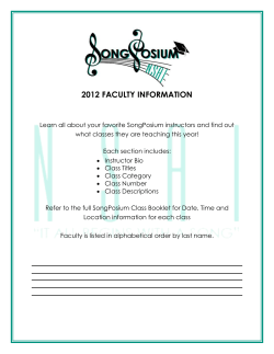 2012 FACULTY INFORMATION