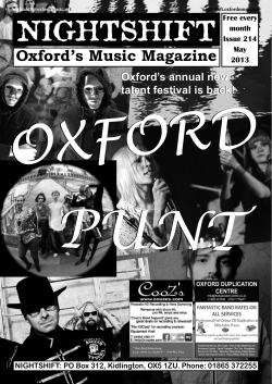 PUNT OXFORD NIGHTSHIFT Oxford’s Music Magazine