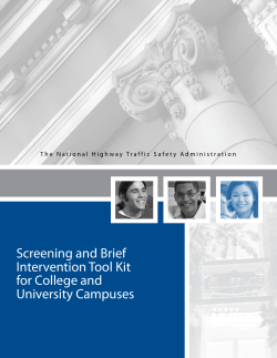 Screening and Brief Intervention Tool Kit for College and University Campuses