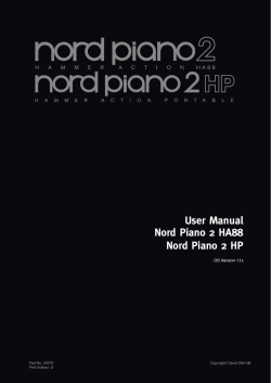 User Manual Nord Piano 2 HA88 Nord Piano 2 HP OS Version 1.1x