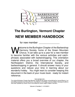 W NEW MEMBER HANDBOOK The Burlington, Vermont Chapter for new member  _______________