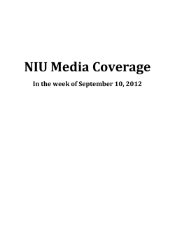 NIU Media Coverage In the week of September 10, 2012