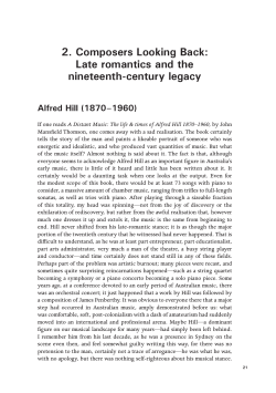 2. Composers Looking Back: Late romantics and the nineteenth-century legacy Alfred Hill (1870–1960)