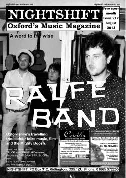 BAND RALFE NIGHTSHIFT Oxford’s Music Magazine