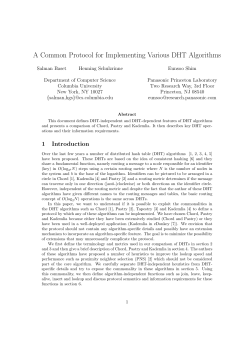 A Common Protocol for Implementing Various DHT Algorithms