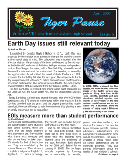 Tiger Pause  Earth Day issues still relevant today Volume VIII