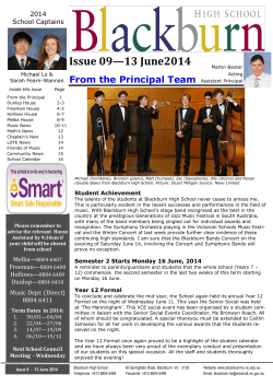 Issue 09—13 June2014 From the Principal Team 2014 School Captains