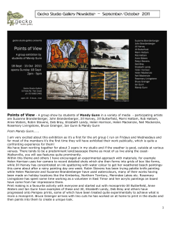Gecko Studio Gallery Newsletter  –  September/October  2011