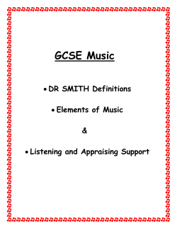 GCSE Music DR SMITH Definitions Elements of Music