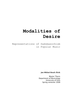Modalities of Desire  Representations of Sadomasochism