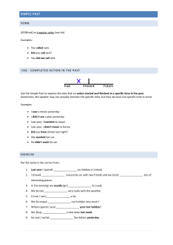SIMPLE PAST FORM USE:  COMPLETED ACTION IN THE PAST