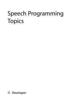 Speech Programming Topics