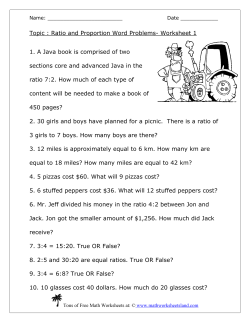 Topic : Ratio and Proportion Word Problems- Worksheet 1