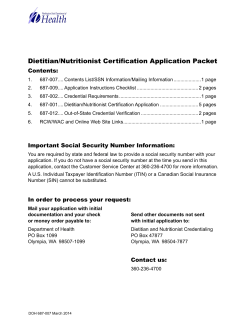Dietitian/Nutritionist Certification Application Packet Contents: