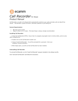 Call Recorder Product Manual for Skype