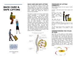 BACK CARE &amp; BACK CARE AND SAFE LIFTING PRESSURES OF LIFTING CORRECTLY