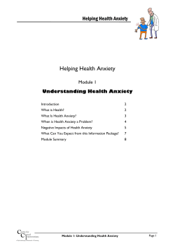 Helping Health Anxiety Module 1 Understanding Health Anxiety