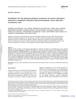 Guidelines for the pharmacological treatment of anxiety disorders,