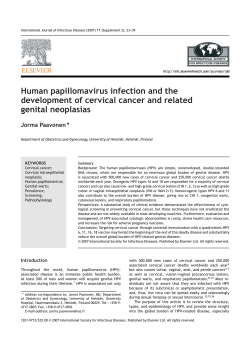 Human papillomavirus infection and the development of cervical cancer and related