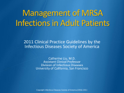 Management of MRSA Infections in Adult Patients Infectious Diseases Society of America