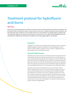 Treatment protocol for hydrofluoric acid burns Warning: Safetygram 29