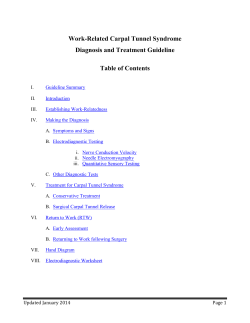Work-Related Carpal Tunnel Syndrome Diagnosis and Treatment Guideline Table of Contents