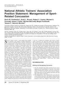 National Athletic Trainers’ Association Position Statement: Management of Sport- Related Concussion