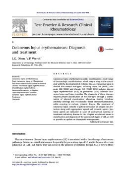 Best Practice &amp; Research Clinical Rheumatology Cutaneous lupus erythematosus: Diagnosis and treatment