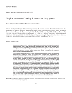Surgical treatment of snoring &amp; obstructive sleep apnoea Review Article