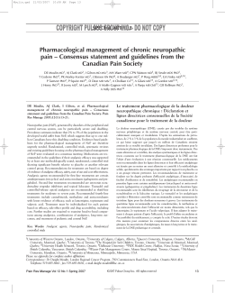 Pharmacological management of chronic neuropathic Canadian Pain Society