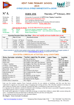 N 5. KENT PARK PRIMARY SCHOOL 2014