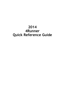 2014 4Runner Quick Reference Guide