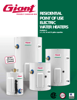 RESIDENTIAL POINT OF USE ELECTRIC WATER HEATERS