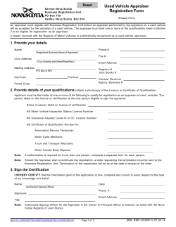 Used Vehicle Appraiser Registration Form Reset