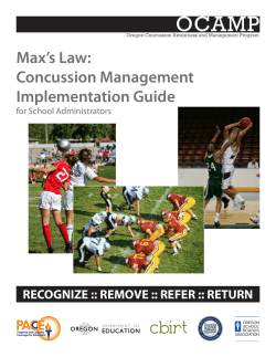 OCAMP cbirt Max’s Law: Concussion Management