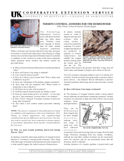 TERMITE CONTROL: ANSWERS FOR THE HOMEOWNER