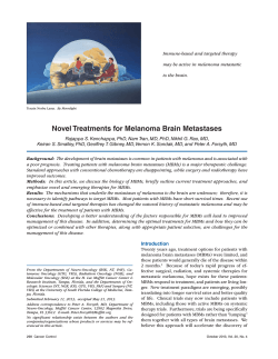 Novel Treatments for Melanoma Brain Metastases