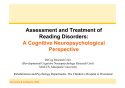 Assessment and Treatment of Reading Disorders: A Cognitive Neuropsychological Perspective