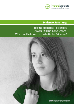 Evidence Summary: Treating Borderline Personality Disorder (BPD) in Adolescence: