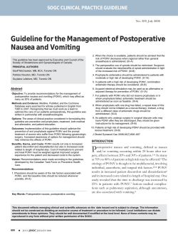 Guideline for the Management of Postoperative Nausea and Vomiting