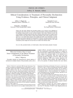 Ethical Considerations in Treatment of Personality Dysfunction: